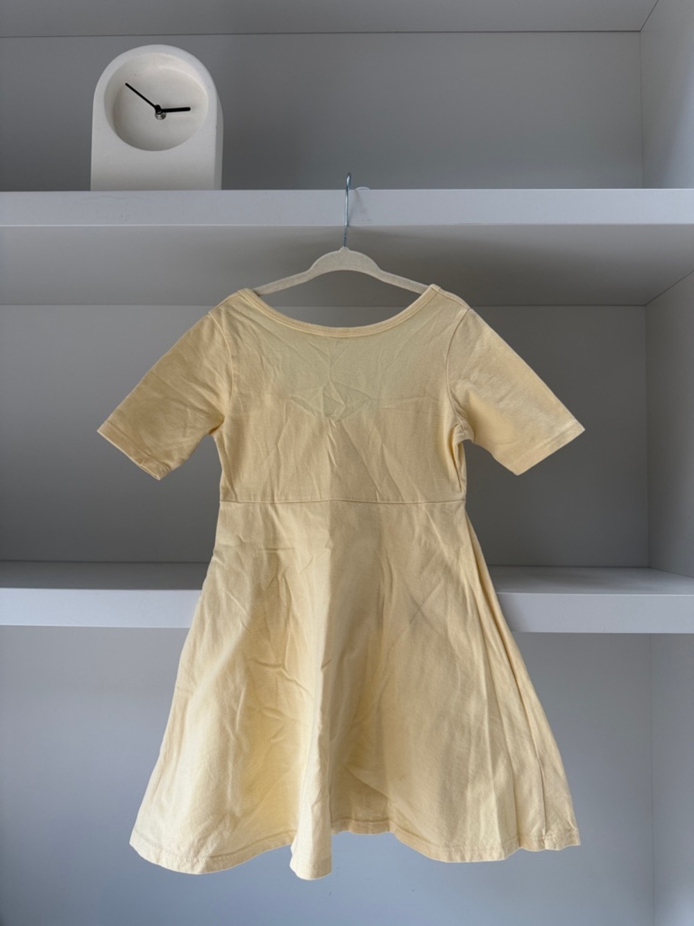 Mini Mioche Classic Ballet Twirl Dress Short-Sleeve Kids Dress in Pale Yellow